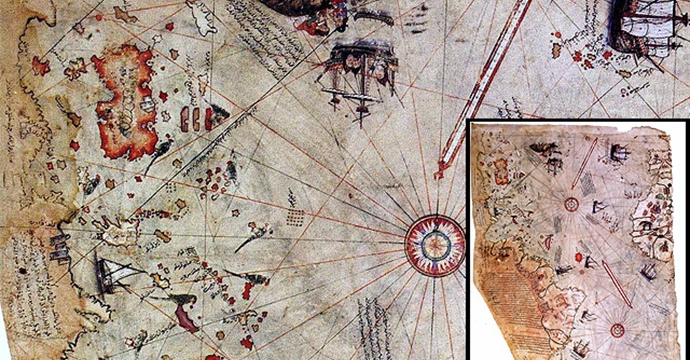 Piri Reis map combines many lost sources, revealing early global geography and raising questions about ancient cartographic knowledge.