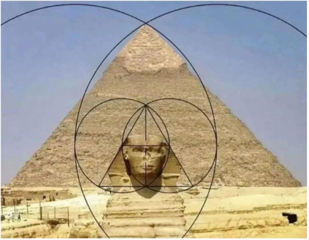 Great Pyramid of Giza and Great Spynx Striking Geometric Patterns