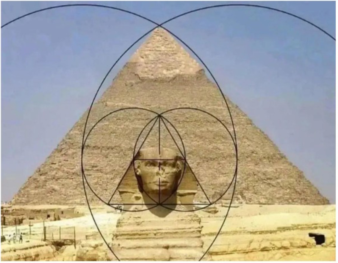 Great Pyramid of Giza and Great Spynx Striking Geometric Patterns