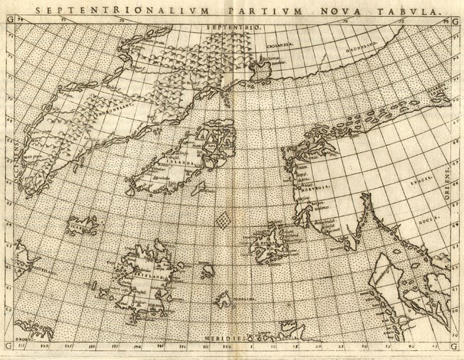 The 1558 Zeno Map showing Frisland, Icaria, Estotiland, and Drogeo