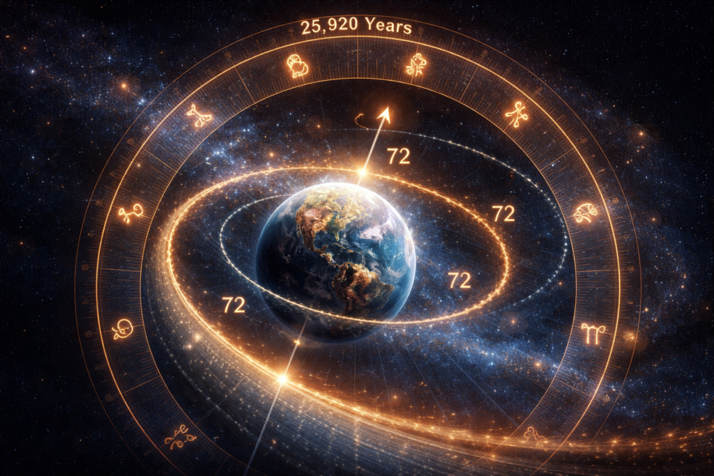 sacred number 72 precession earth